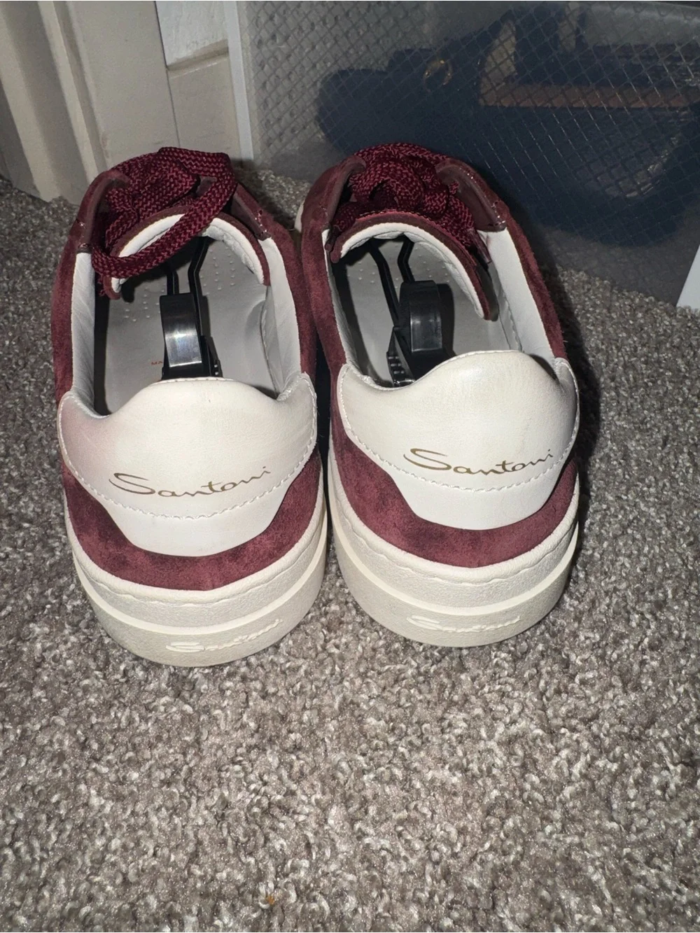 Santoni Men's Burgundy Suede DBS Sneakers